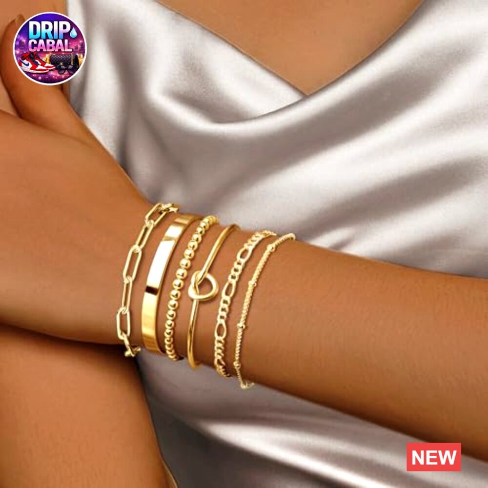 Gold Plated Bracelet Set Stackable Bangle Cuff La… - image 2
